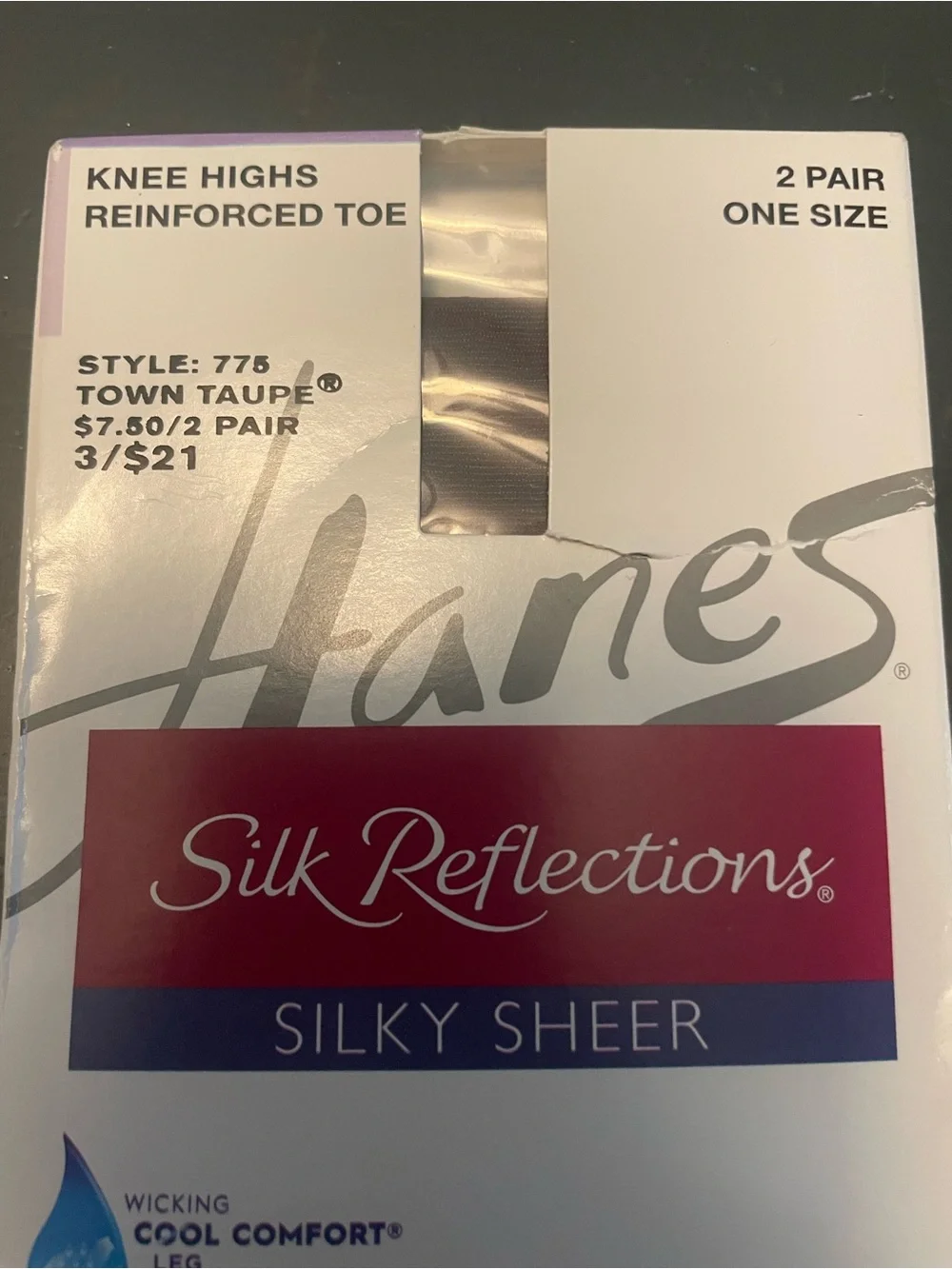 Hanes Silk Reflections Silky Sheer Knee Highs in Taupe one pair